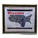 Framed 27.5x23.5 Firestone paper adv NO SHIP