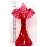Fenton cranberry 11in jack in pulpit vase