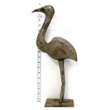 19in grey wood flamingo figural statue