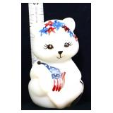 Fenton white satin patriotic bear