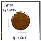 1870 2 cent coin