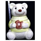 10in white teddy bear cookie jar