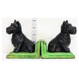 Pair cast iron black scotty dog bookends