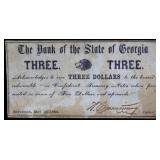 1864 Bank Of State Of Georgia $3 note