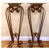 Lot of 2 metal glass top fern stands