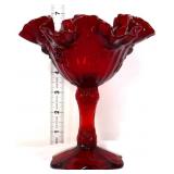 Fenton 6in red open compote