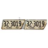 Pair 1942 state shape TN license plates