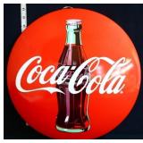 Round 16in metal red Coca Cola domed sign