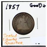 1857 seated liberty quarter