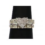 Sterling diamond 2 heart ring set