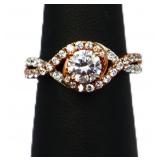 Round cut white sapphire ring, lab created