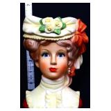 Vntg Napco 6in lady head vase, brown hair