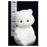 Fenton white satin teddy bear w/ flowers