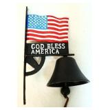 Cast iron God Bless America flag bell