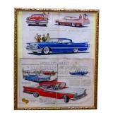 Framed 27x31.5 paper car advertising NO SHIP