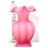 Fenton pink satin melon vase