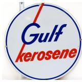 Vntg porcelain 10.5in Gulf Kerosene pump plate