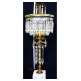 Vntg Hollywood Regency crystal prism lamp