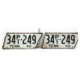 Pair 1942 state shape TN license plates