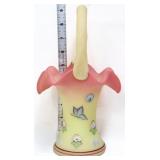 Fenton signed burmese butterfly basket