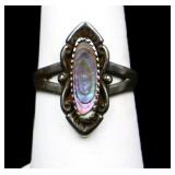 Sterling marquis abolone ring, lab created
