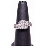 STERLING WHITE TOPAZ PAVE RING, LAB GROWN