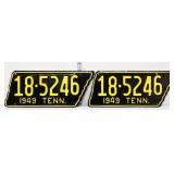 Pair 1949 state shape TN license plates