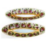 Lot of 2 oval porcelain courting dishes