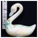 Fenton white iridescent 5th Anniversary swan