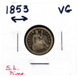 1853 arrow date seated liberty dime