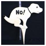 White cast iron No! dog stake