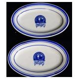 Lot of 2 oval railroad adv china trays