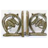 Pair cast iron horseshoe bookends