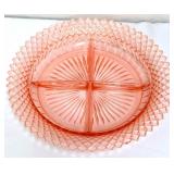 Pink depression 8.5in divided dish