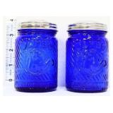Pair cobalt Jumbo peanut butter salt/pepper shaker