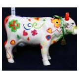 White 5in hand painted cow bank