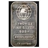 1 troy ounce Engelhard silver bar