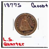 1877S seated liberty quarter