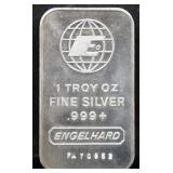 1 troy ounce Engelhard silver bar