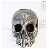 Small cast iron skull candleholder