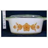 Vntg Pyrex 472 butterfly gold dish w/ lid