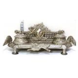 Metal double inkwell w/ ladies head