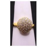 Sterling white sapphire ball ring, lab created