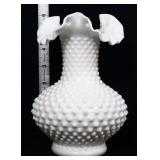 Fenton milk glass hobnail 6in vase