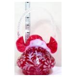Fenton cranberry fern & daisy basket