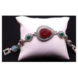 Sterling multi stone dinner bracelet, lab created