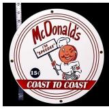 Porcelain Andy Rooney McDonalds sign