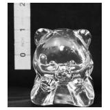 Fenton clear laying teddy bear w/ red heart