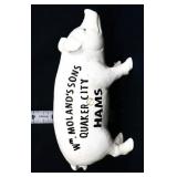 White cast iron Quaker City Ham pig bank