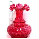 Fenton cranberry reverse thumbprint vase